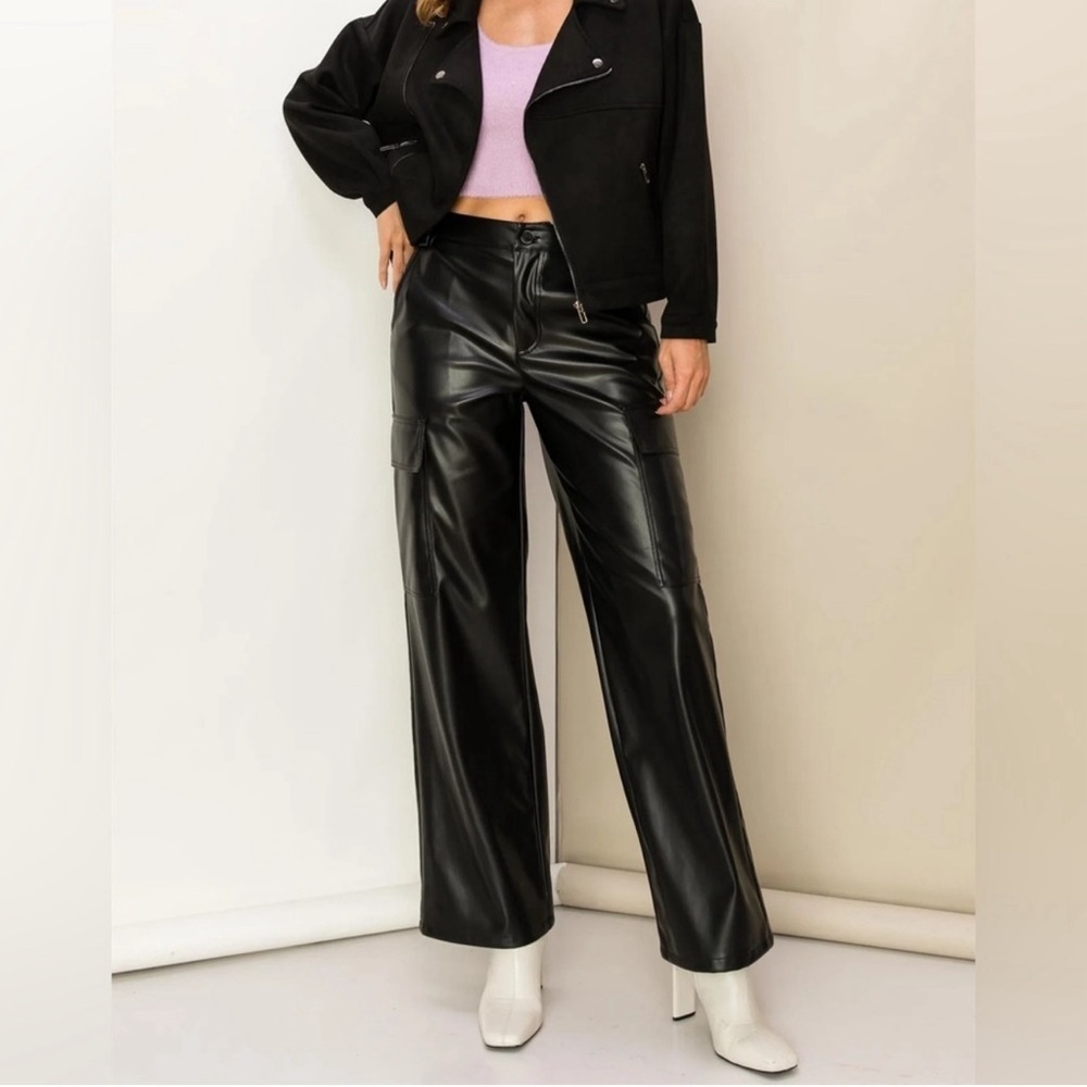 Cargo Vegan Leather Pants Size Small